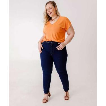 Imagem de Calça Plus Size Feminina Jeans Skinny Sawary-75014, 52, Jeans azul