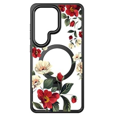 Imagem de DagoRoo Capa para S26 Ultra + protetor de tela de vidro temperado, proteção de grau militar, TPU macio e fino + PC rígido, capa com estampa de flores cristalinas para meninas e mulheres para S26 Ultra