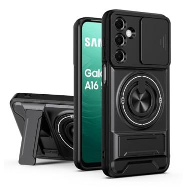 Imagem de SORAKA Capa para Samsung Galaxy A16 5G com suporte,proteção de lente com janela e capa dupla de PC e TPU compatível com suporte magnético para carro