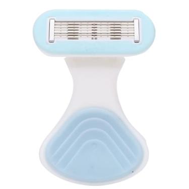 Imagem de Brrnoo Kit de Barbear para Viagem Feminino, Cortadores de Aço Inoxidável de 6 Camadas, Alça Dobrável Com Lâminas Embutidas e Tiras de Babosa, para Remoção Suave de Pelos (Azul)