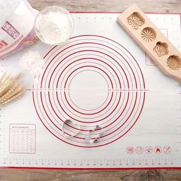 Imagem de Tapete de silicone grande antiderrapante para massa de pastelaria para cozinha, bancada, assar em casa, 30 x 40 cm