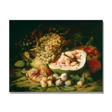 Imagem de NHLDZYH Vintage Fruta Ainda Vida Tela Retro Frutas Motivo Estilo Country Decoração de Parede para Cozinha e Sala de Jantar. A71. 50 x 65 cm. Apenas Tela