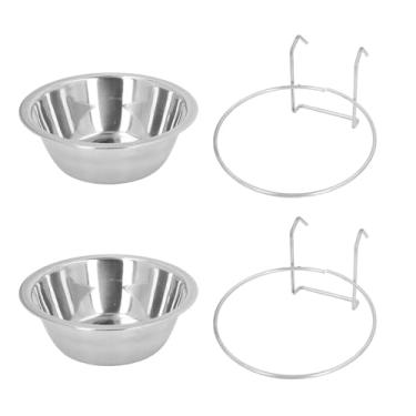 Imagem de SIWOTED 2 PCS Pendurado Tigela para Animais de Estimação em Aço Inoxidável Grande Capacidade Fácil de Limpar Caixa de Cachorro Tigela de Água para Canil
