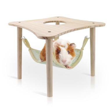 Imagem de Jinzhenhong Rede para porquinhos-da-índia com almofada removível, cama suspensa para pequenos animais como cobaias, esconderijo aconchegante para dormir (verde inverno)