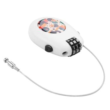 Imagem de YAODHAOD Trava de cabo de combinação de 3 dígitos, armário de academia de aço retrátil, armário escolar, trava de bagagem e bicicleta, design compacto colorido (branco)