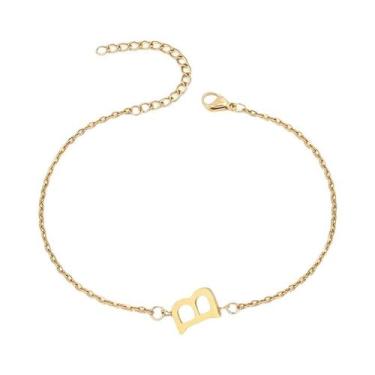 Imagem de Pulseira De Corrente Fina Com Contas Em Forma De Letra Minimalista Uni