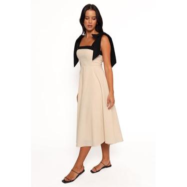 Imagem de Petal & Pup Vestido feminino Olinda Midi preto aveia, Bege aveia, GG