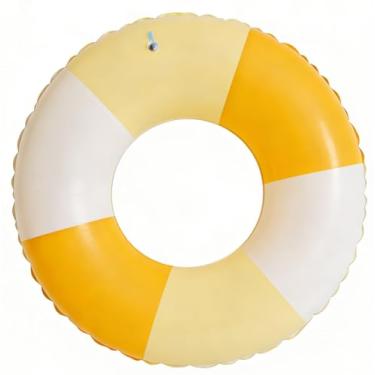 Imagem de 4 peças boias para adultos, pirulito, listrado, boia de piscina, grande, para adultos, 88 cm, clássico, listrado, para adolescentes, adultos, verão, praia, despedida de solteira (amarelo gradiente, 4)