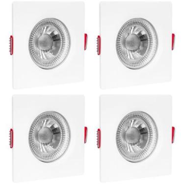 Imagem de Kit 4 Spot Led 3W Quadrado Embutir Branco Frio 6500K - Fácil Instalaçã