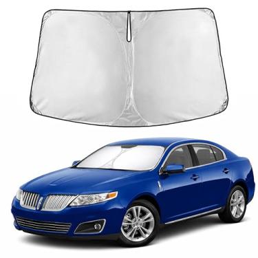 Imagem de EcoNour Para-sol para para-brisa Lincoln MKS 2009–2016 | Persiana para janela frontal de ajuste personalizado | Bloqueia raios UV prejudiciais e reduz o calor | Viseira dobrável com bolsa de