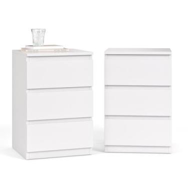 Imagem de Mini Cômoda Para Quarto e Escritório Pequim com 3 Gavetas  Kit com 2 U