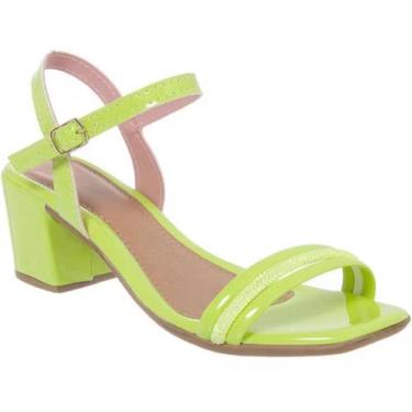 Imagem de Sandália Feminina Verniz Com Salto Bloco Médio e Tira de Strass Confor