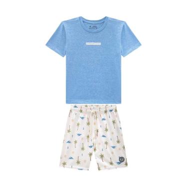 Imagem de Conjunto Infantil Menino Camiseta Azul/Short Onda Marinha-Masculino