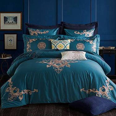 Imagem de Home Textile S Capa de edredom de seda para cama adulto king queen size capa de colcha cueca edredom 4 peças (D Queen)