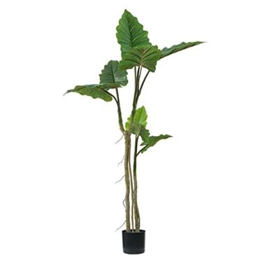 Imagem de Plantas falsas planta artificial moderna simples plantas artificiais árvore vaso arco-íris taro ramo ornamentos de árvores falsas para decoração de casa decoração de jardim plantas artificiais
