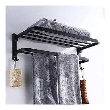 Imagem de 3FLQOOPP Toalheiro, toalheiro de banheiro, suporte de toalha montado na parede, gancho sem perfuração, suporte de toalha dobrável de parede, acessórios de banheiro, prateleira de chuveiro de