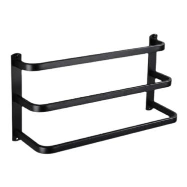 Imagem de Suporte de toalha de aço inoxidável 304 montado na parede preto prateleira para cozinha banheiro casa 30 cm (uma cor 40 cm)