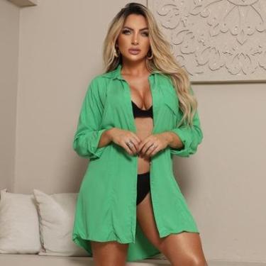 Imagem de Saída de praia feminina camisão manga longa soltinha-Feminino