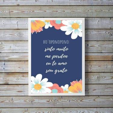 Imagem de Quadro Ho`oponopono Borboletas Azuis 24x18cm com Vidro