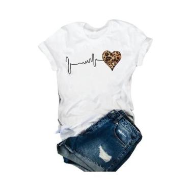 Imagem de Camiseta Feminina De Verão Com Estampa De Leopardo E Padrão De Batimen