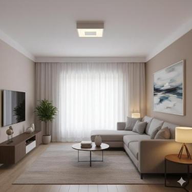 Imagem de Luminária Plafon Sobrepor Rebatedor Branco Eclipse 30x30 Luz Indireta 