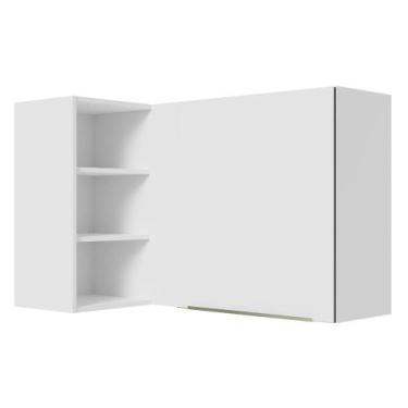 Imagem de Armário Aéreo de Canto com Adega Acoplada Madesa Lux 1 Porta - Branco/