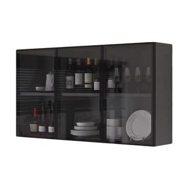Imagem de Armário de cozinha multicamadas independente com portas de vidro, armazenamento de banheiro montado na parede, organizador de despensa versátil para sala de jantar e lavanderia, solução de aparador