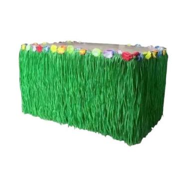Imagem de Saia De Mesa De Palha Tropical Havaiana Para Decoração De Festas, Casa