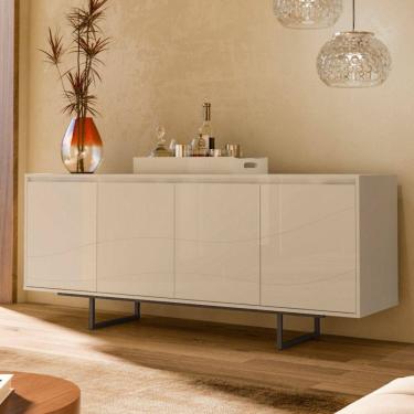 Imagem de Aparador Buffet com bandeja de vidro 4 Portas com Pes de Metal Serra do Mar Artely