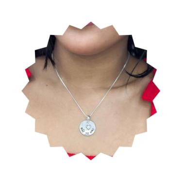 Imagem de ROHNES Colar Feminino Folheado a Prata 925 com Medalha Mãe Te Amo, Dourado, Metal