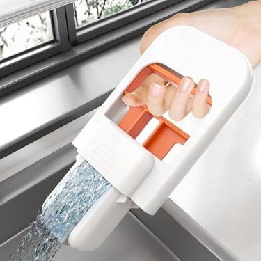 Imagem de Conjunto de esfregão portátil e esponja limpador de mesa dobrável com alça de plástico durável para casa, escritório, banheiro, cozinha, economia de espaço, laranja