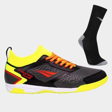 Imagem de Chuteira Futsal Penalty Evolution Club Locker Y-1 + Meia, Preto, Rosa,