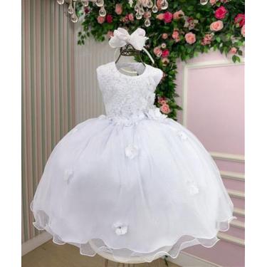 Imagem de Vestido Vila Lele Bebe Sarah Flores Branco - Elegante e Confortável, B