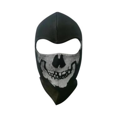 Imagem de Balaclava De Rosto Inteiro 100% Algodão Com Estampa De Caveira, Máscar
