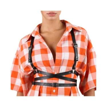 Imagem de Cinto Harness E-Girl Preto E Branco Com Múltiplos Anéis E Fivela De Me