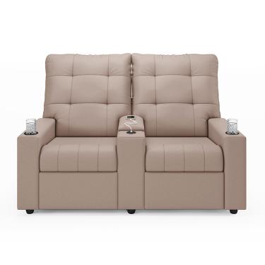 Imagem de Poltrona Reclinável Para Cinema Parma 2 Lugares Baú USB Veludo Rosê FH1 - D'Rossi