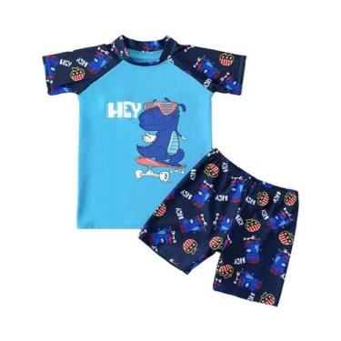 Imagem de Maiô Infantil De Secagem Rápida Com Manga Curta Para Meninos, Tamanho 