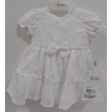 Imagem de Vestido Branco Luxo Batizado Bebê Menina Paraiso Verão 13956-Feminino