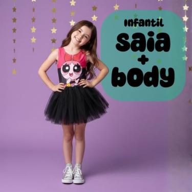 Imagem de Conjunto Body Collant Infantil Estampa Florzinha Meninas Super Poderos