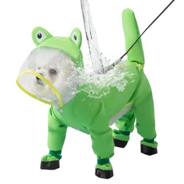 Imagem de Capa de chuva para cães | Capas de chuva para cães à prova d'água com capuz | Poncho de secagem rápida com faixa refletiva para filhotes grandes, médios e pequenos, inverno, tempestade, neve, clima