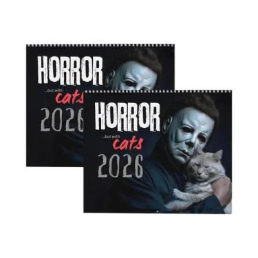 Imagem de Calendário De Parede Com Tema De Filme De Terror De Halloween, 12 Mese