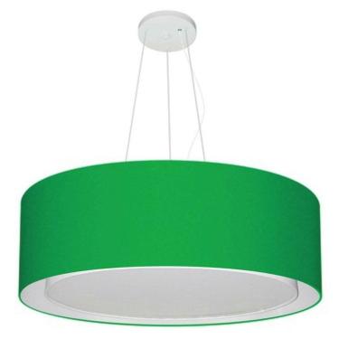 Imagem de Lustre Pendente Cilíndrico Duplo Vivare Md-4125 Cúpula Em Tecido 60x25cm - Bivolt Verde-folha 110v/220v