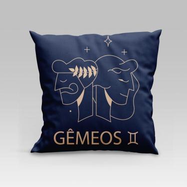 Imagem de Capa De Almofada Estampada Signos Do Zodíaco Em Veludo Suede 45cm X 45cm Gêmeos