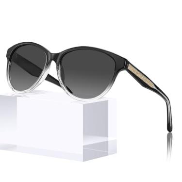 Imagem de CARFIA Óculos de sol Femininos Polarizados com Proteção UV,Armação italiana feita mão em acetato com núcleo arame em relevo