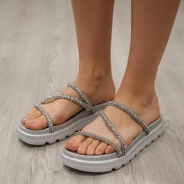 Imagem de Papete Vizzano Feminina Salto Tratorada Strass 6459.318-Prata-Feminino