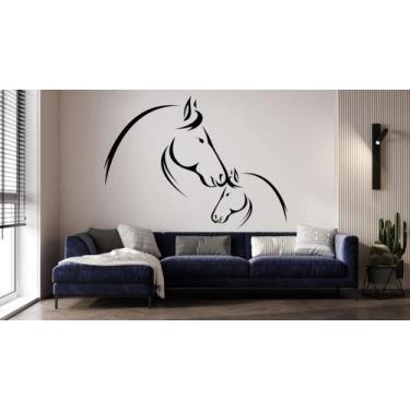 Imagem de Adesivo de parede  cavalos - Ambiente dekorado, 60cm, preto