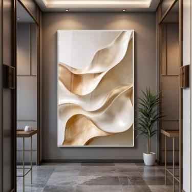 Imagem de Quadro com Moldura e Acrilico Cristal Vidro Abstrato Relevo para Sala,