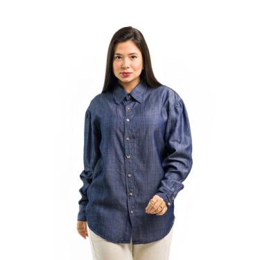 Imagem de Camisa Feminina Jeans Liocel Premium Oversized Social - RESTRITO JEANS