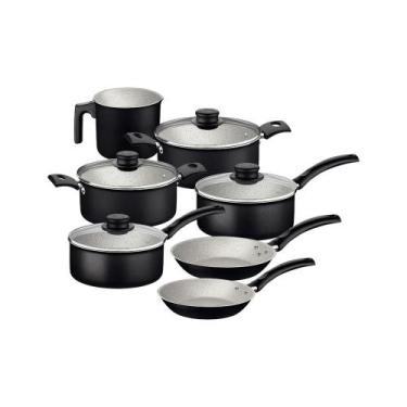 Imagem de Jogo De Panelas 7 Peças Turim Antiaderente Tramontina, Preto