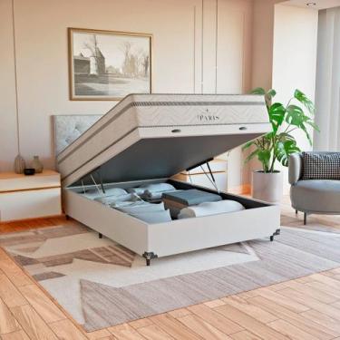 Imagem de Cama Box Baú Viúva + Colchão Paris Molas Ensacadas Branco - eShop casa